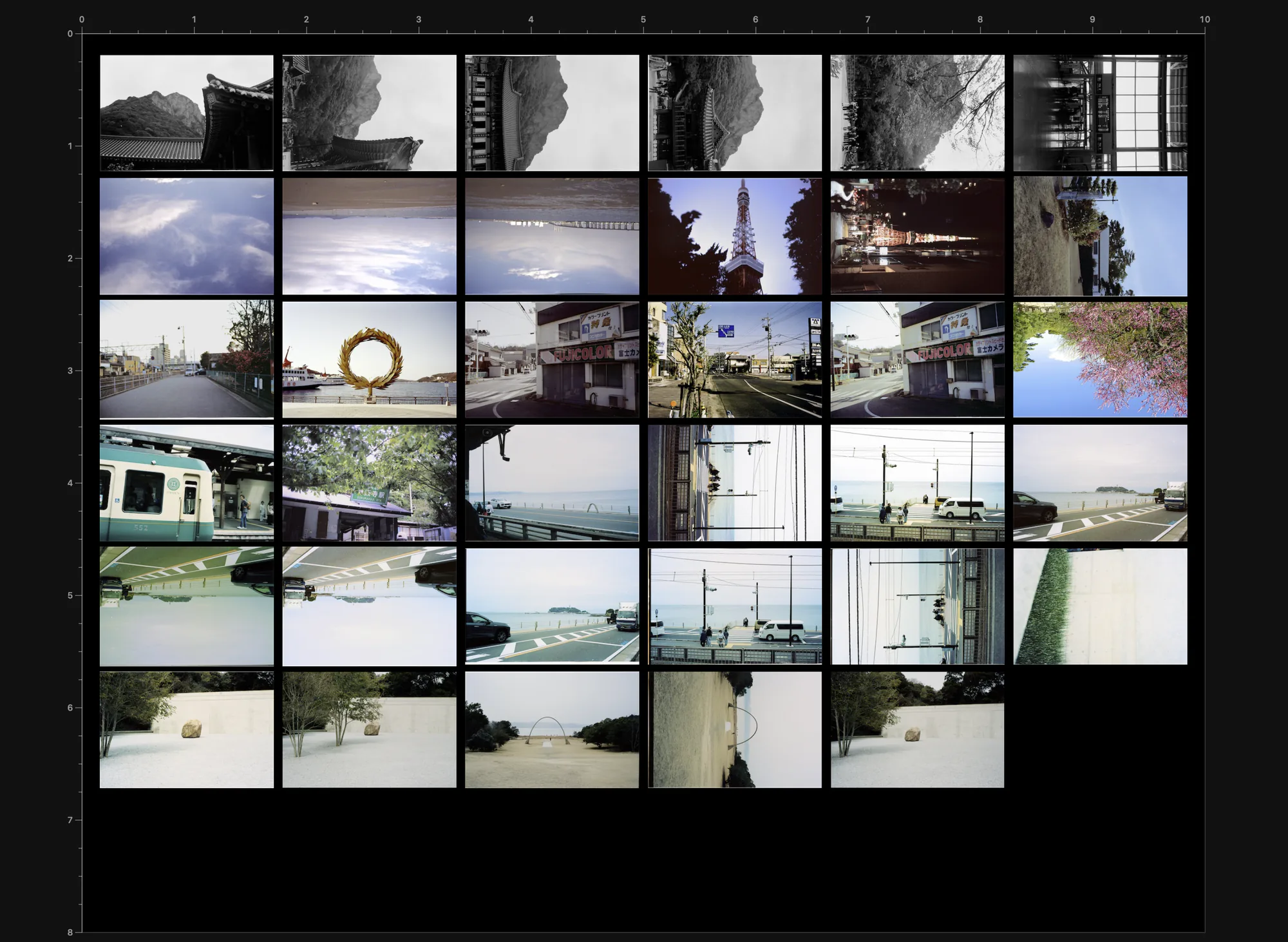 Contact sheet layout in the negaflow print workspace — a whole roll on one sheet