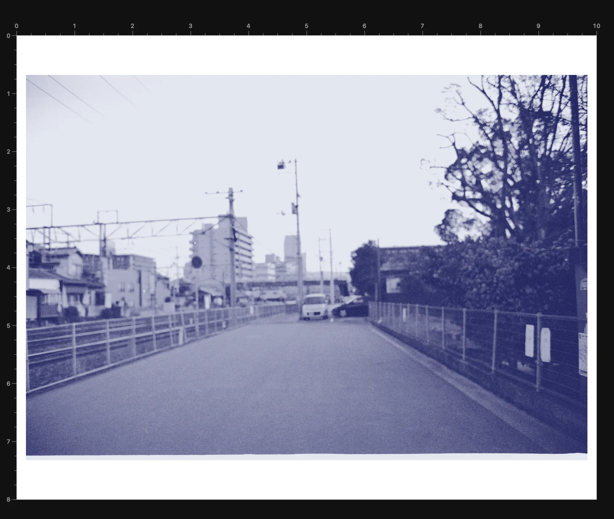 Cyanotype layout in the negaflow print workspace, printed in blue
