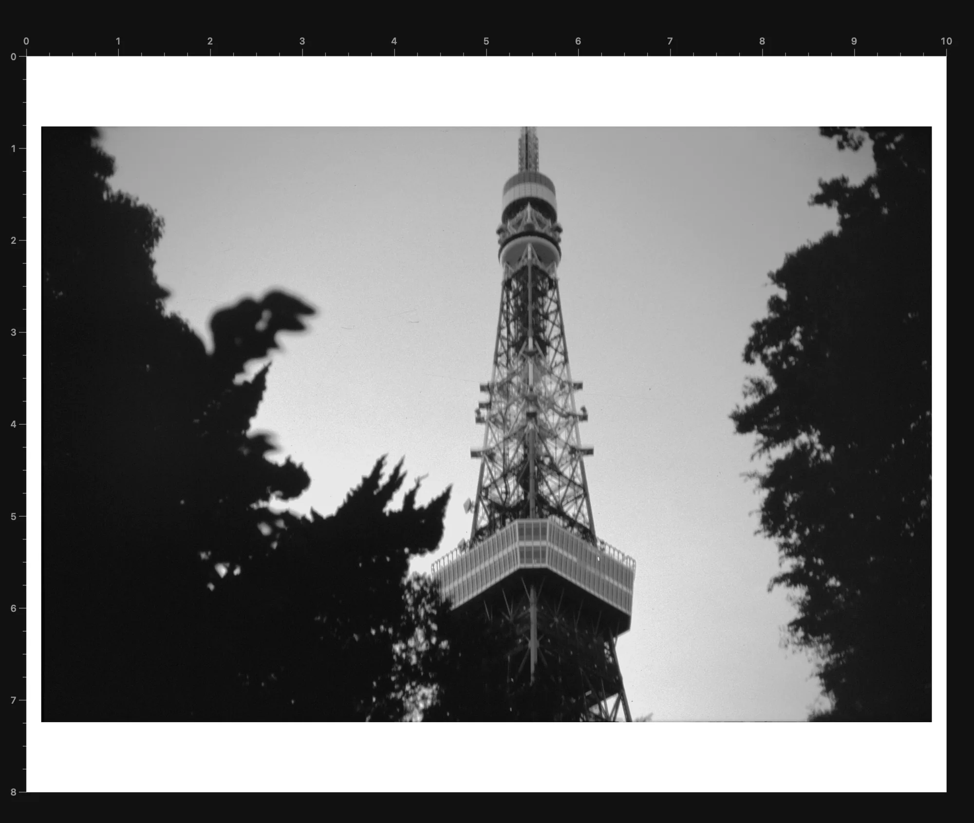 Gelatin silver layout in the negaflow print workspace, printed in black and white